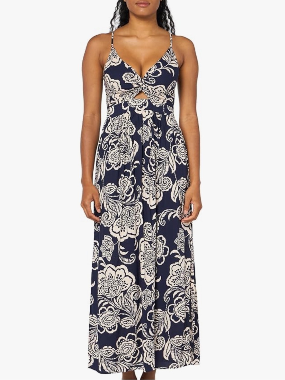 Angie Womens Women's Printed Twist Front Cutout Maxi Dress size L